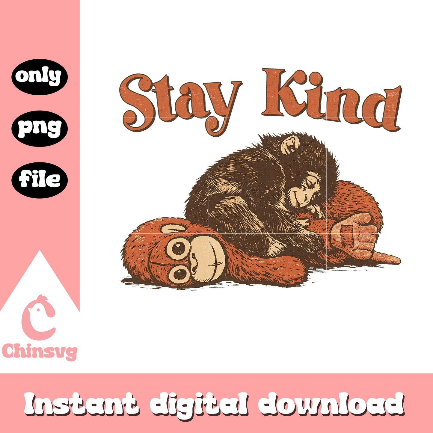 Stay kind punch monkey design png, monkey punch art png