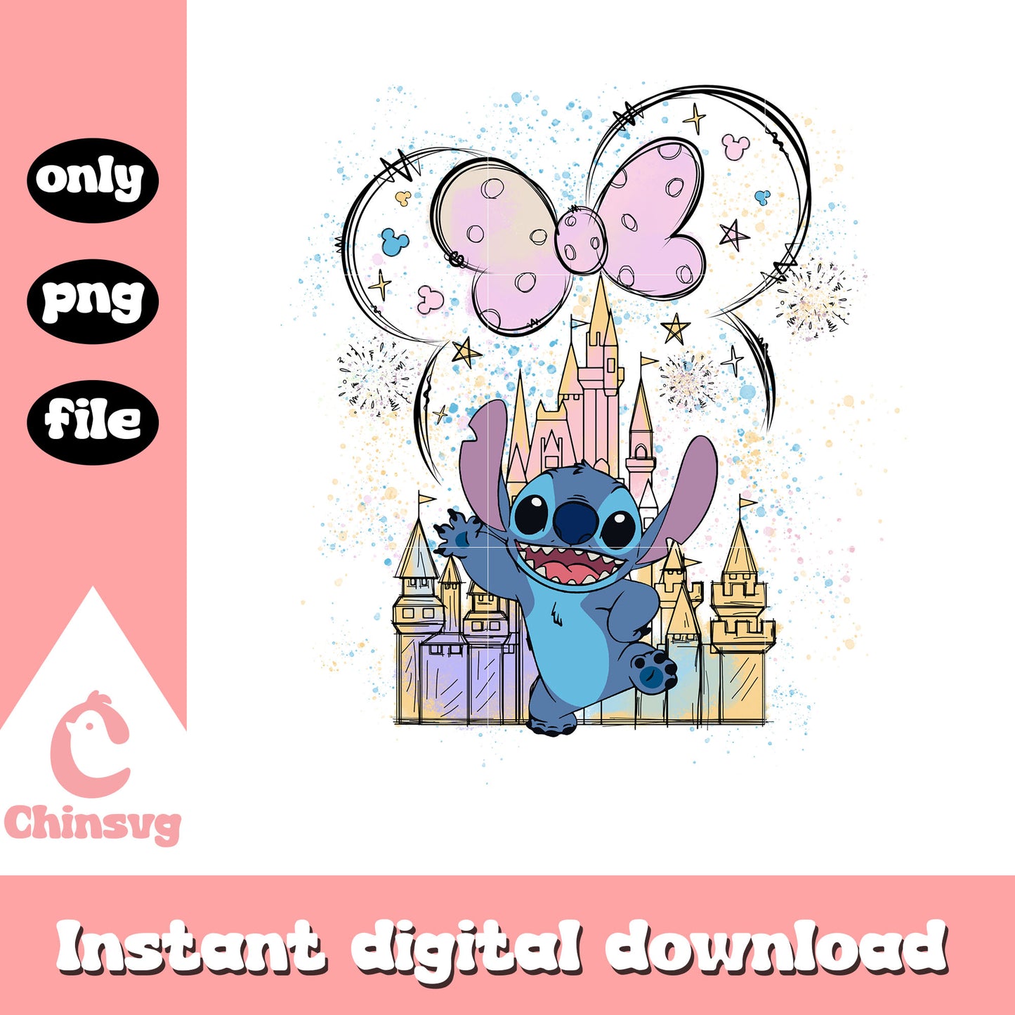 Stitch Character with minnie and Bow png, stitch colorful png
