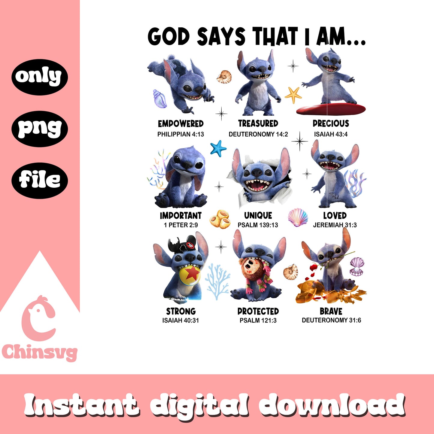 Stitch God says that i am pose png, stitch multi pose png