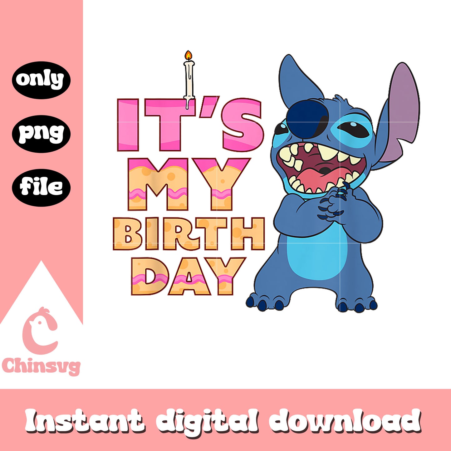 Stitch It's My Birthday Happy Retro png, stitch birthday png
