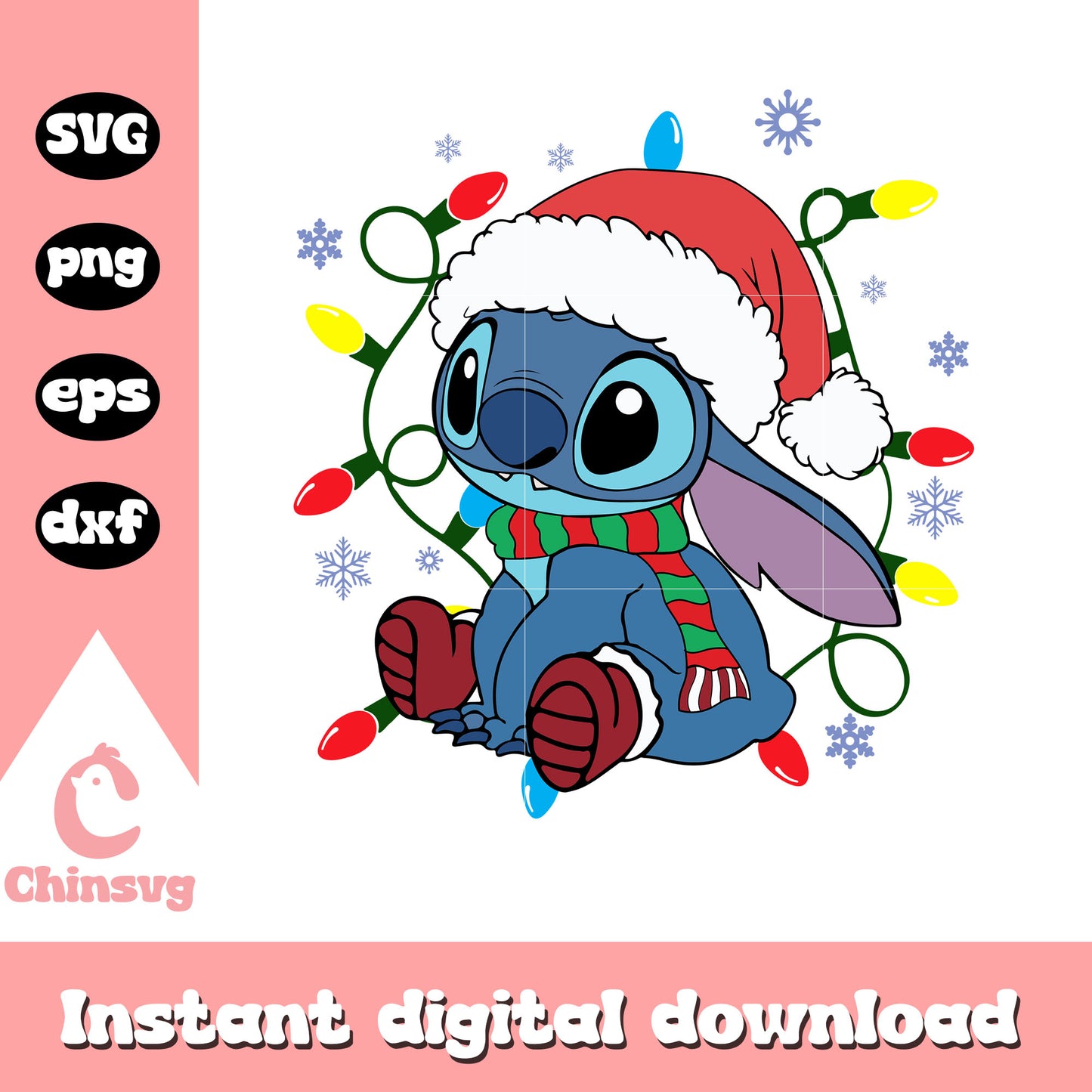 Stitch christmas hat design svg, disney stitch christmas svg