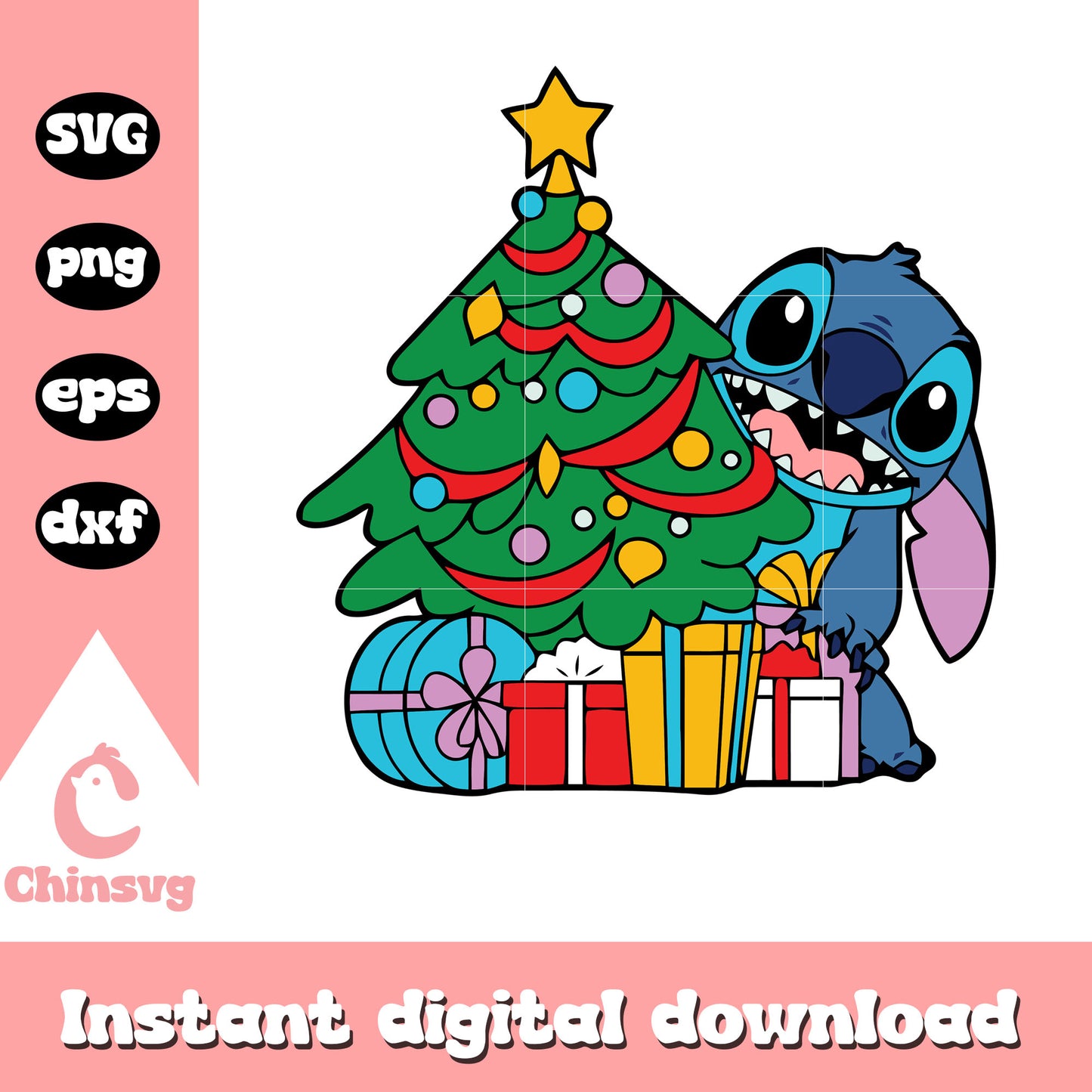 Stitch christmas tree design svg, stitch merry christmas svg