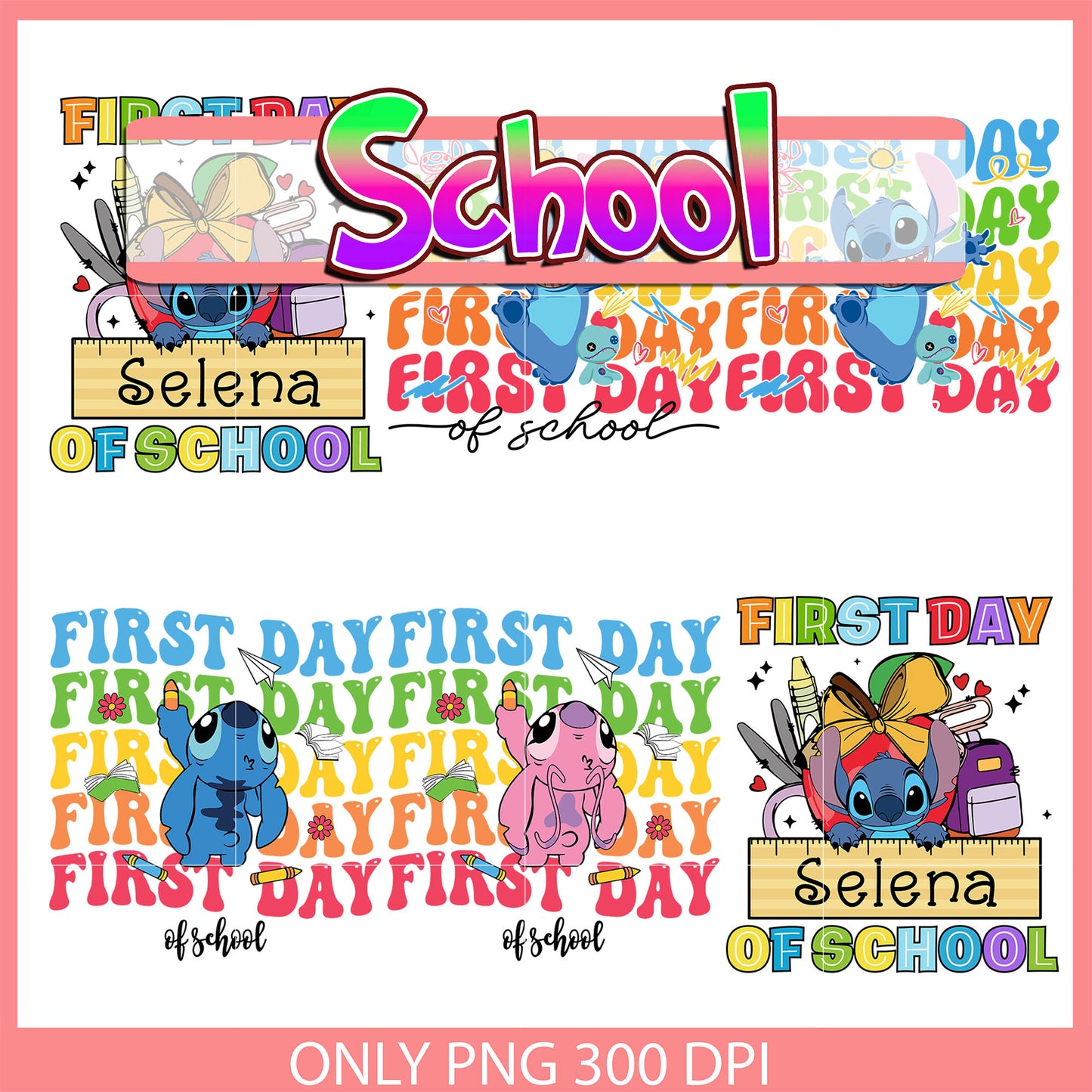Stitch first day of school bundle png, first day of school png
