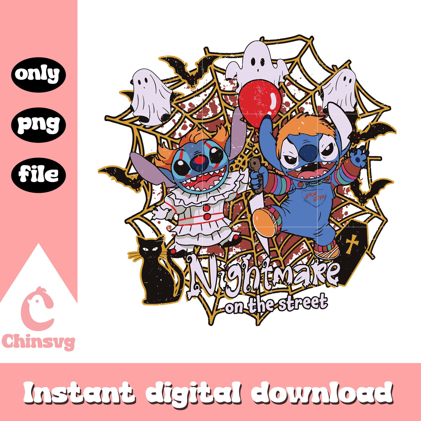 Stitch halloween nightmare on the main street png, stitch movie png