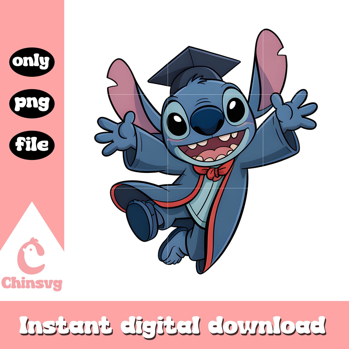 Stitch happy graduation 2025 png, stitch disney graduation png