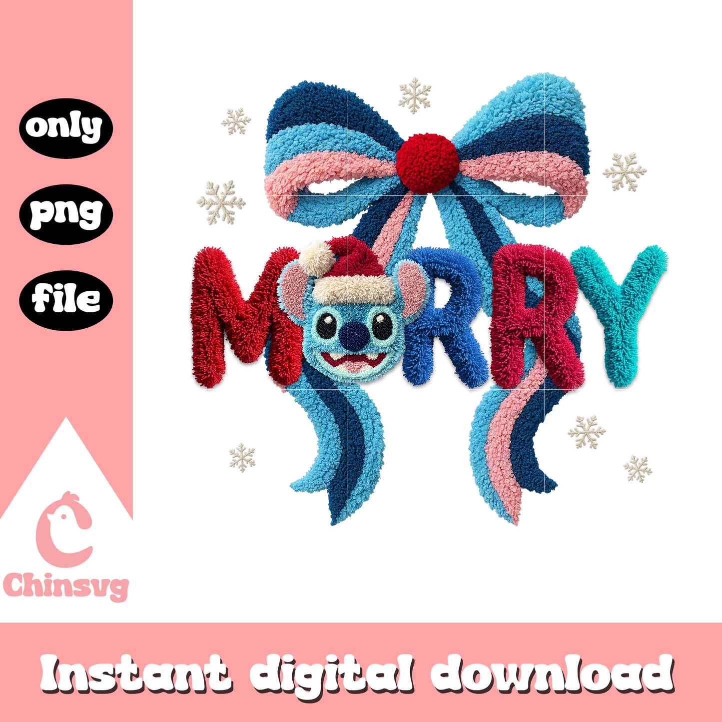 Stitch merry christmas yarn crochet png, patchwork patterns png