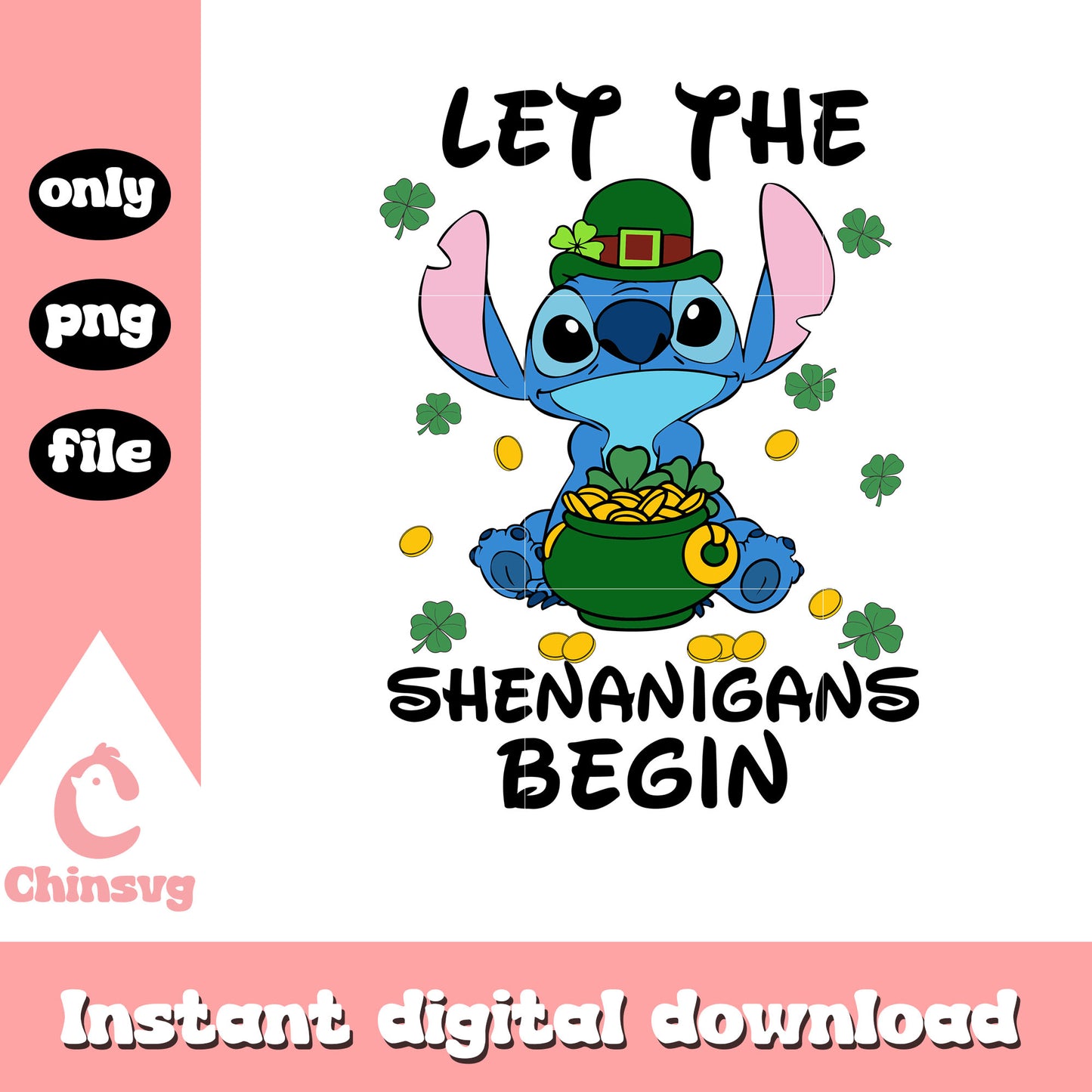 Stitch saint patrick hat let the shenanigans begin png, patrick's day png