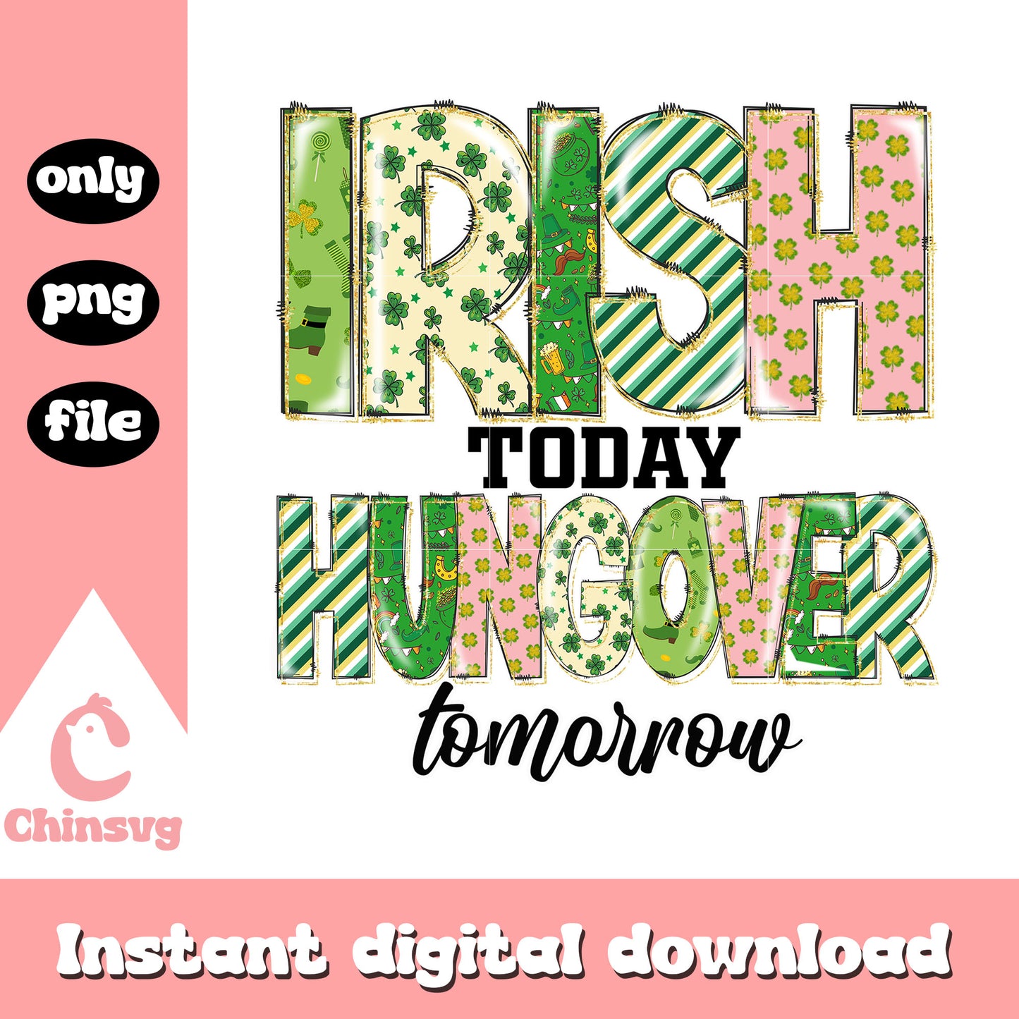 St patrick’s pattern logo png, irish st patrick day png