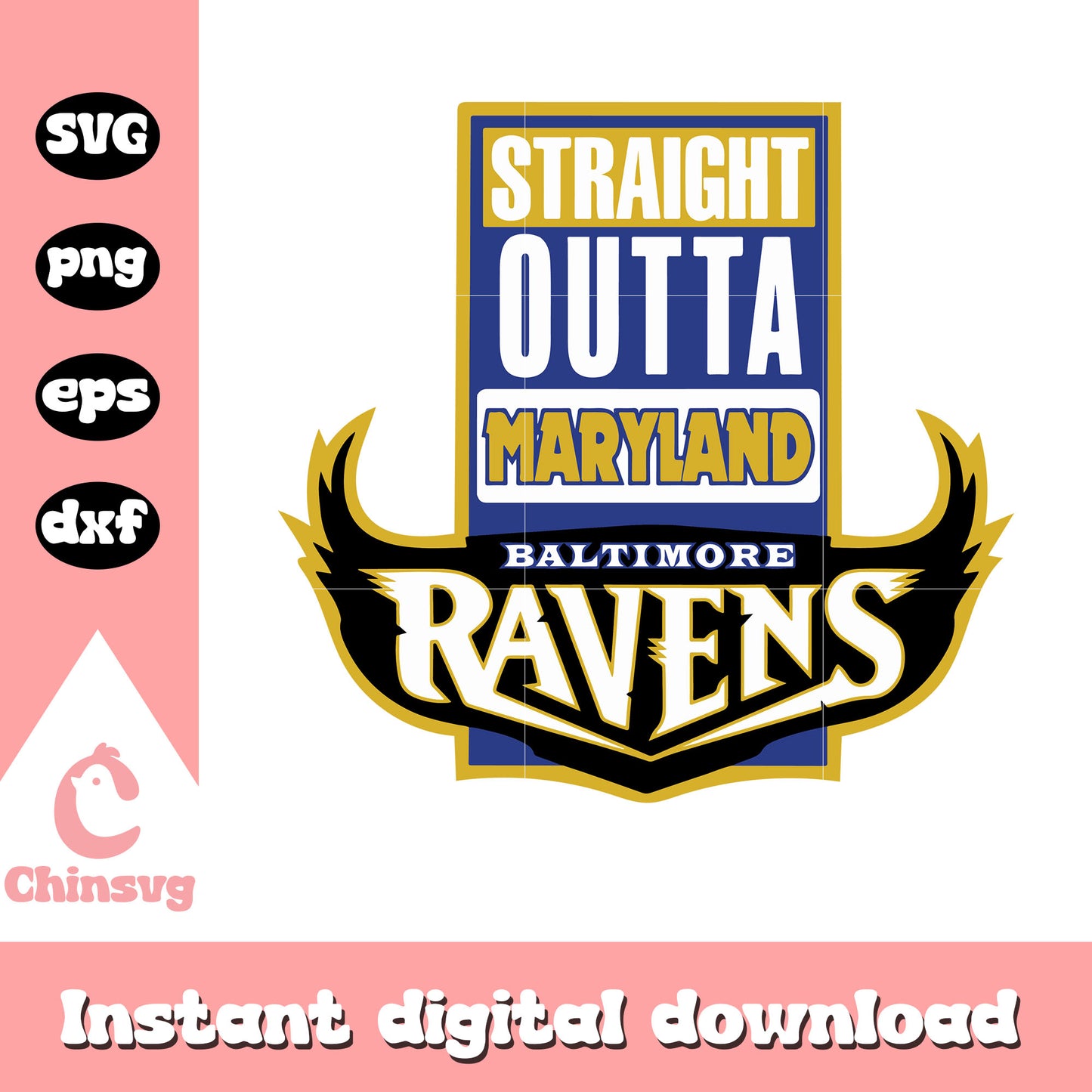 Straight outta maryland baltimore ravens svg, football svg