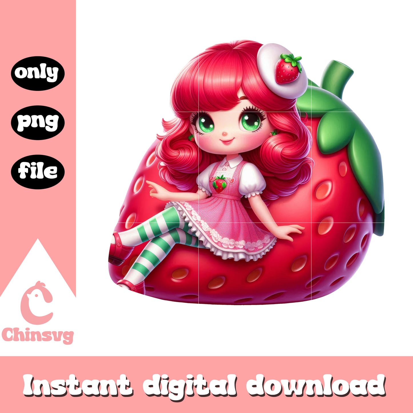 Strawberry doll clipart png, strawberry shortcake dolls retro png