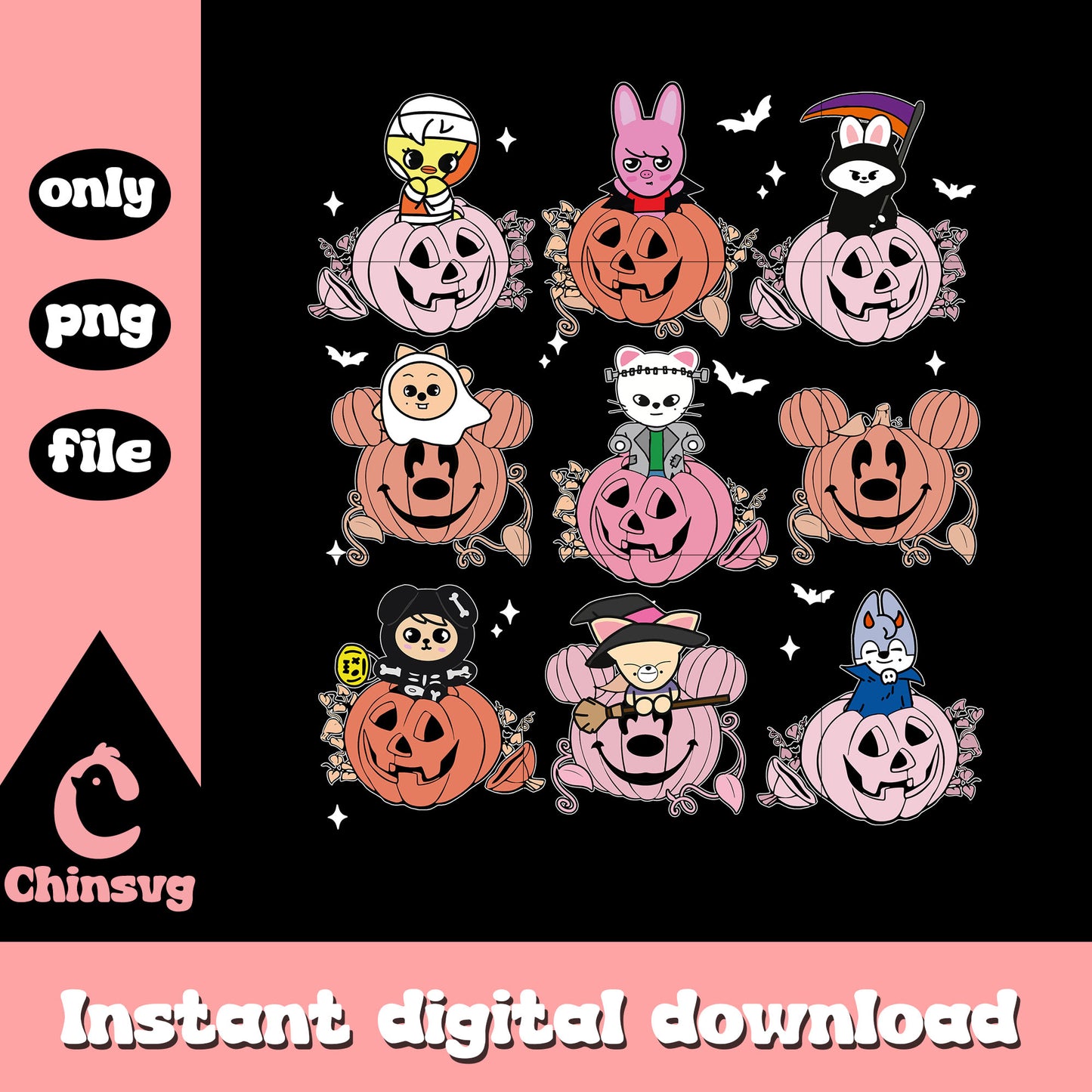 Straykids skzoo members pumpkin clipart png, stray kids members png