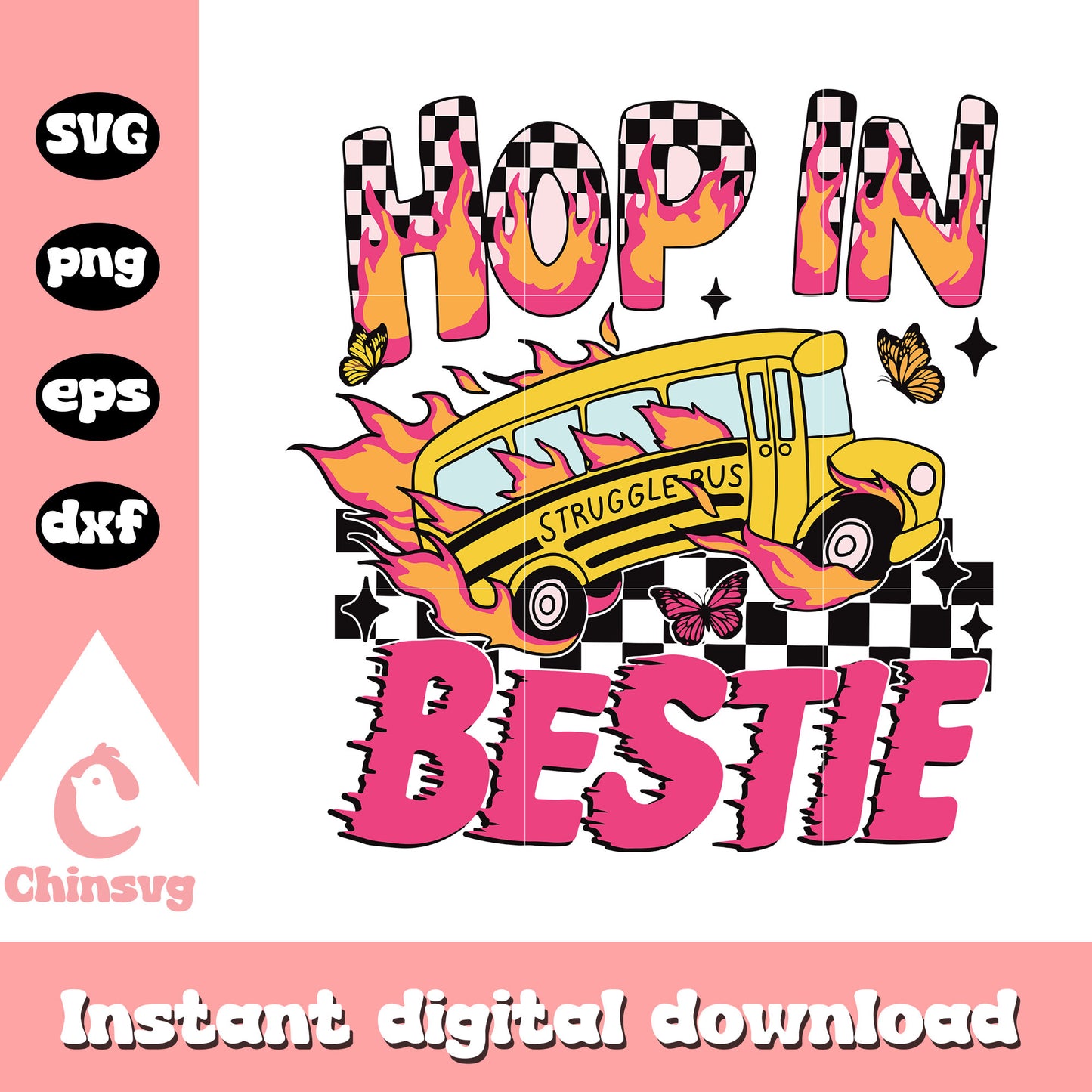 Struggle bus hop in bestie design svg, back to school svg