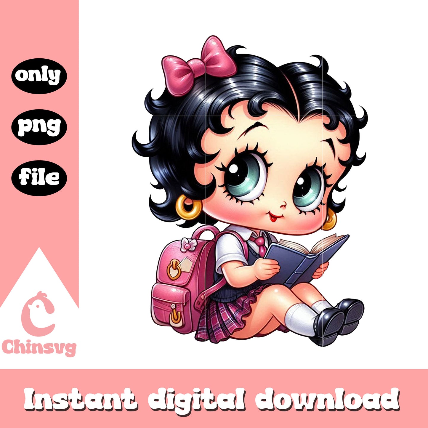 Student betty boop reading book png, betty boop character png
