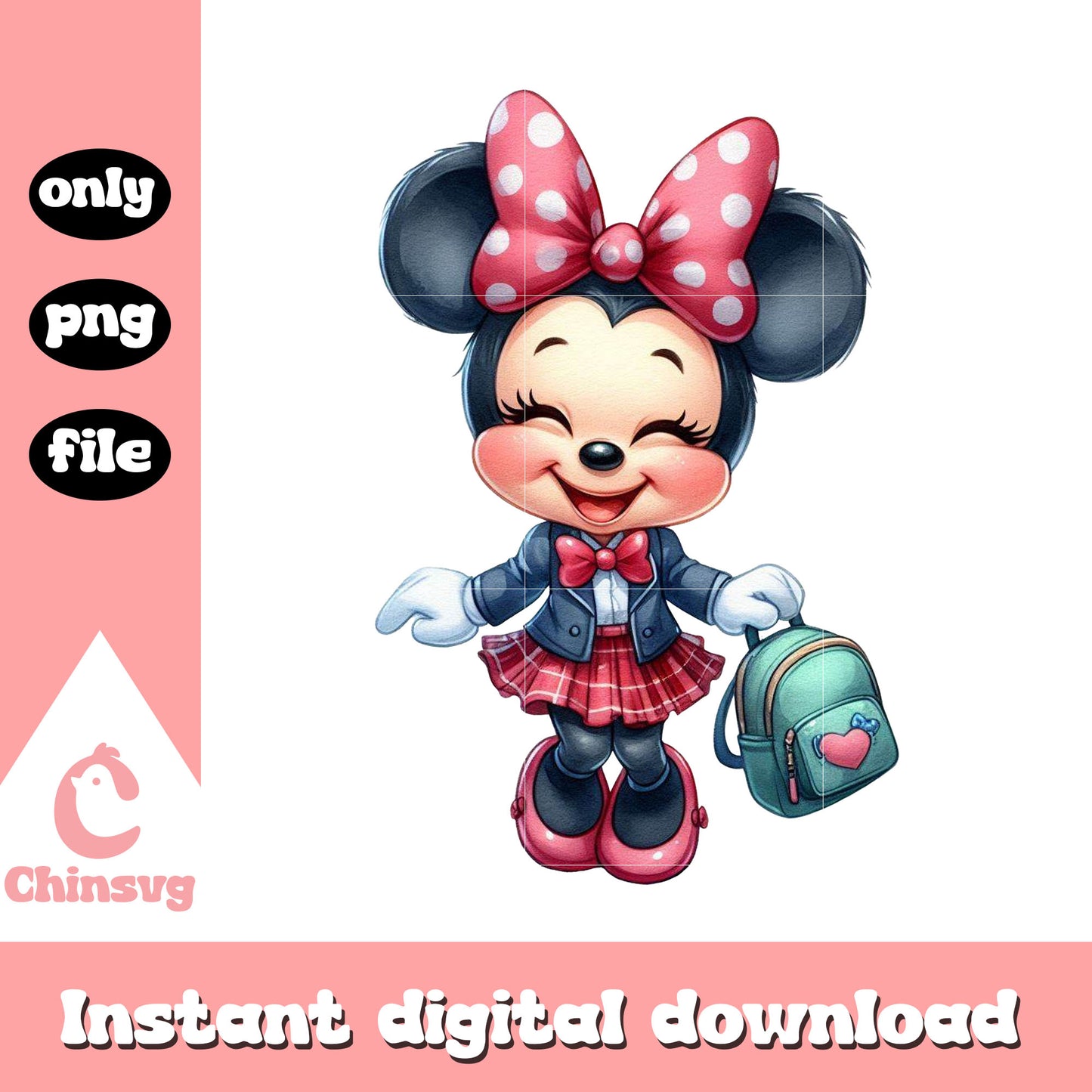 Student minnie first grade design png, first day of school png