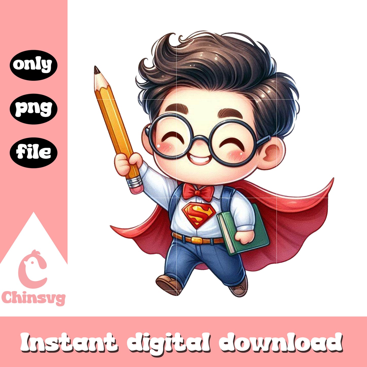 Student superman wear school uniform png, school uniform png