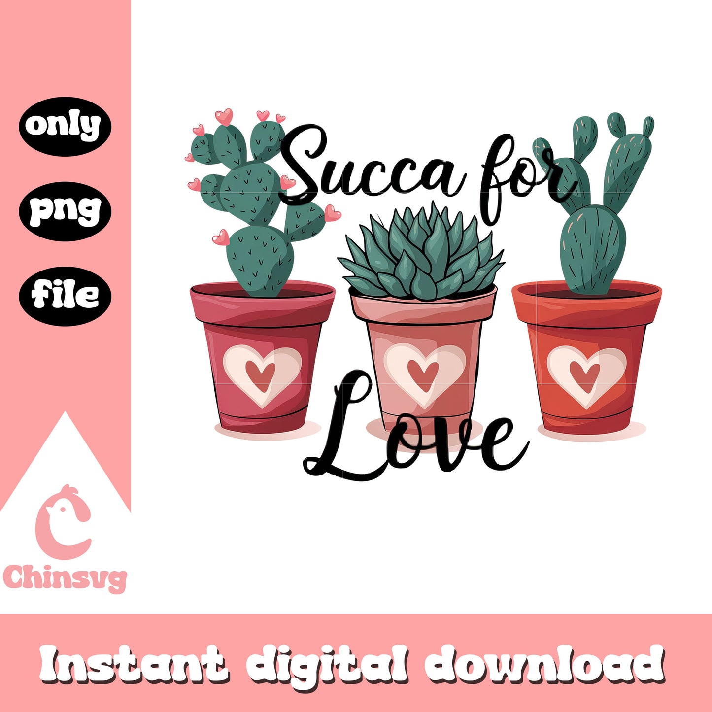 Succa cactus love valentine png, cactus valentine cards png