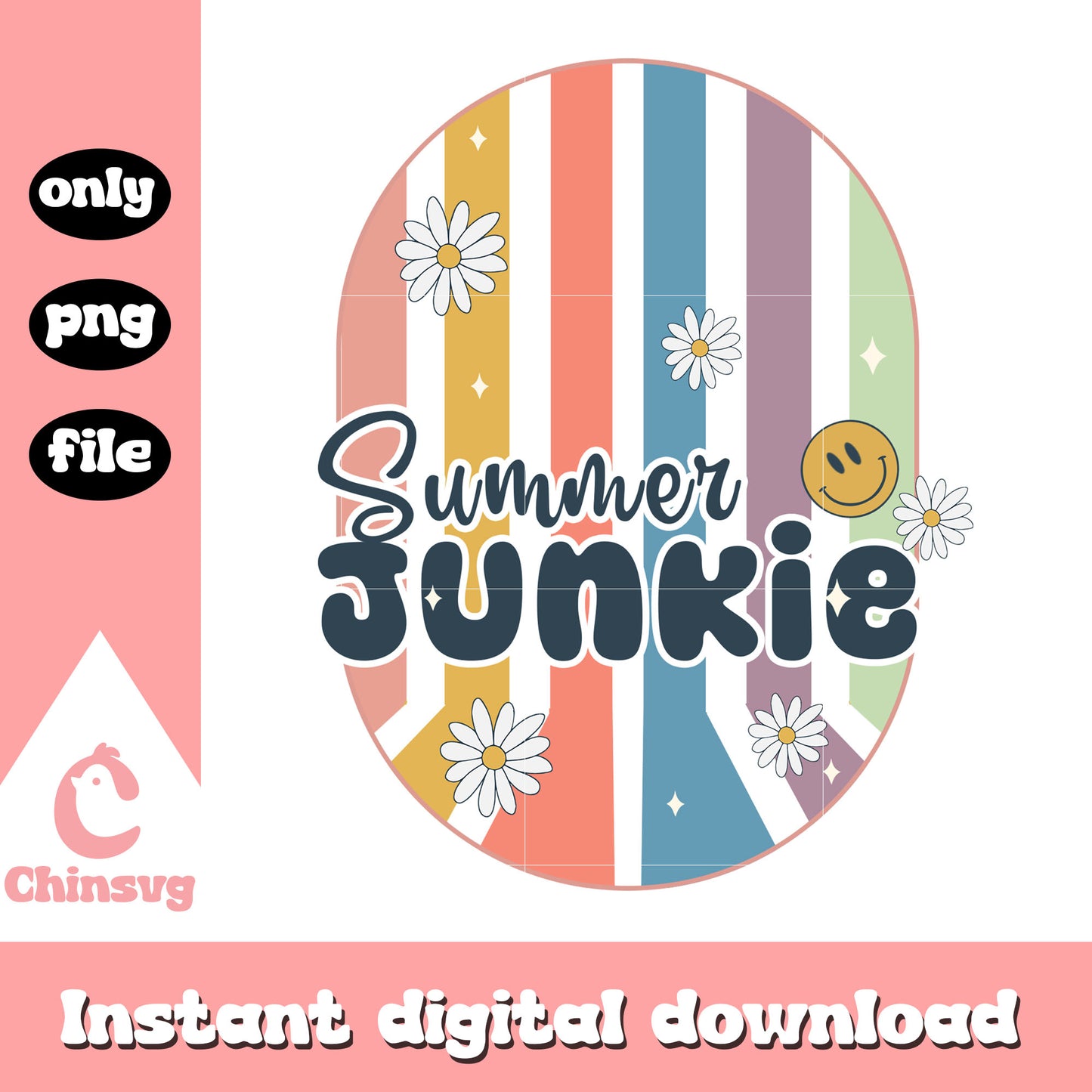 Summer junkie logo design png, vibes of summer png