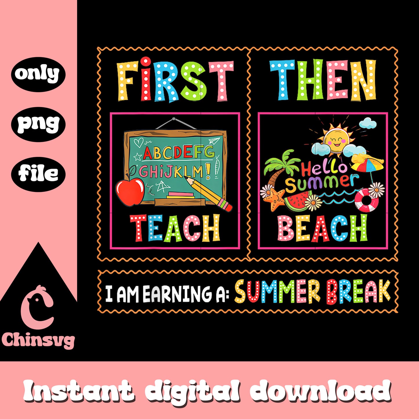 Summer quote first teach then beach png, summer holidays png