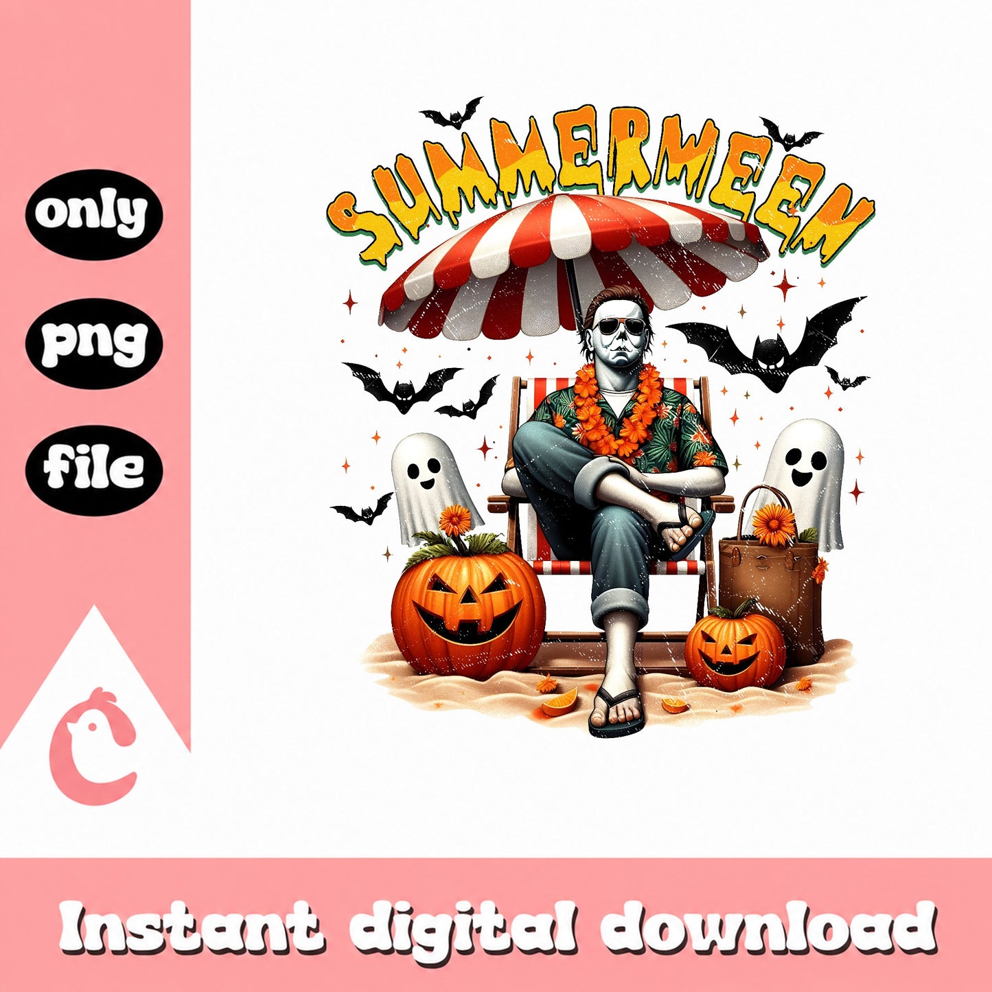 Summerween Michael Myers PNG, Halloween Beach PNG, Horror PNG