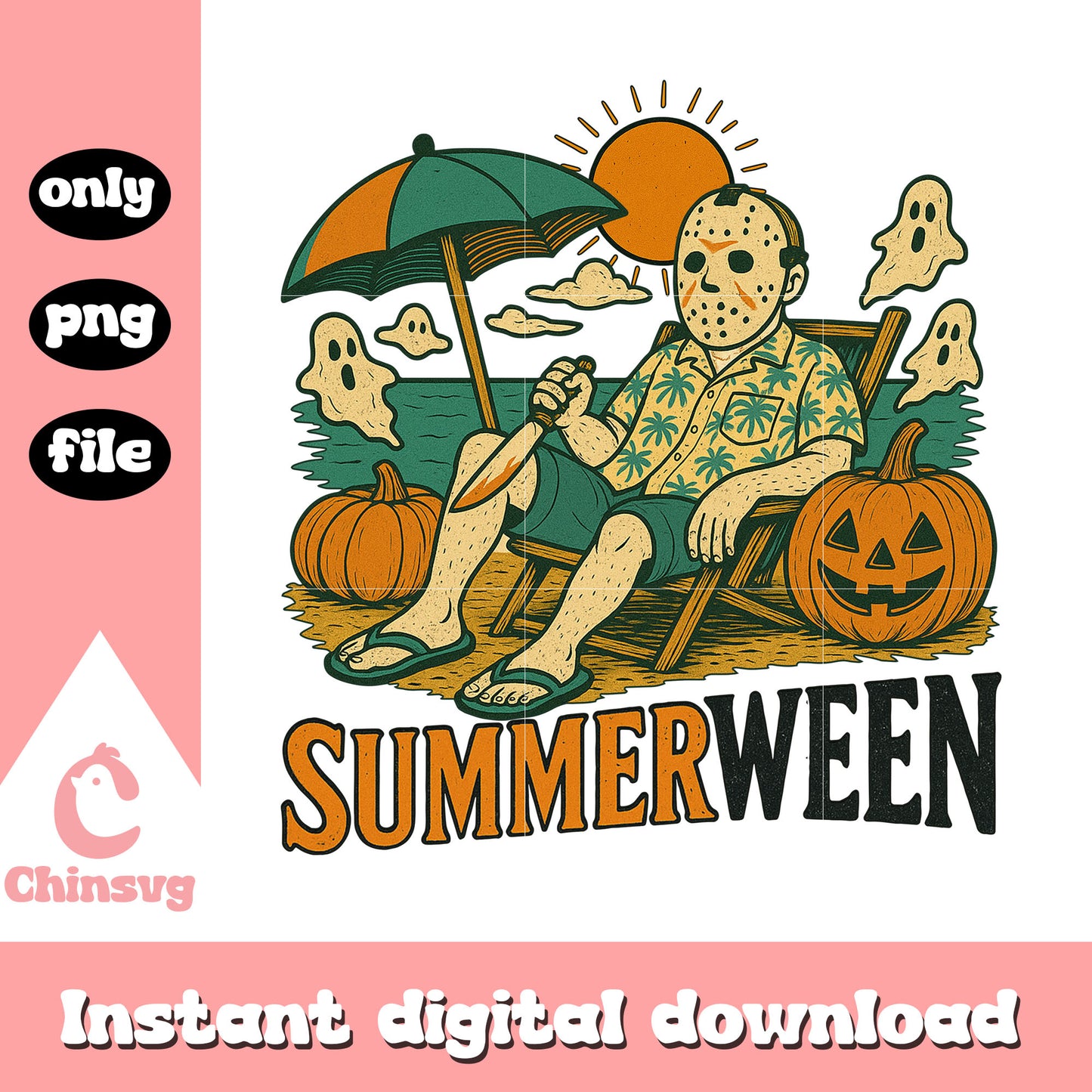 Summerween jason voorhees design png, friday 13th jason voorhees png