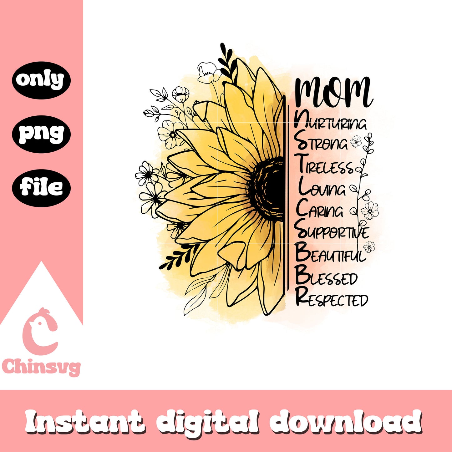 Sunflower nurturing strong tireless png, vintage flower png