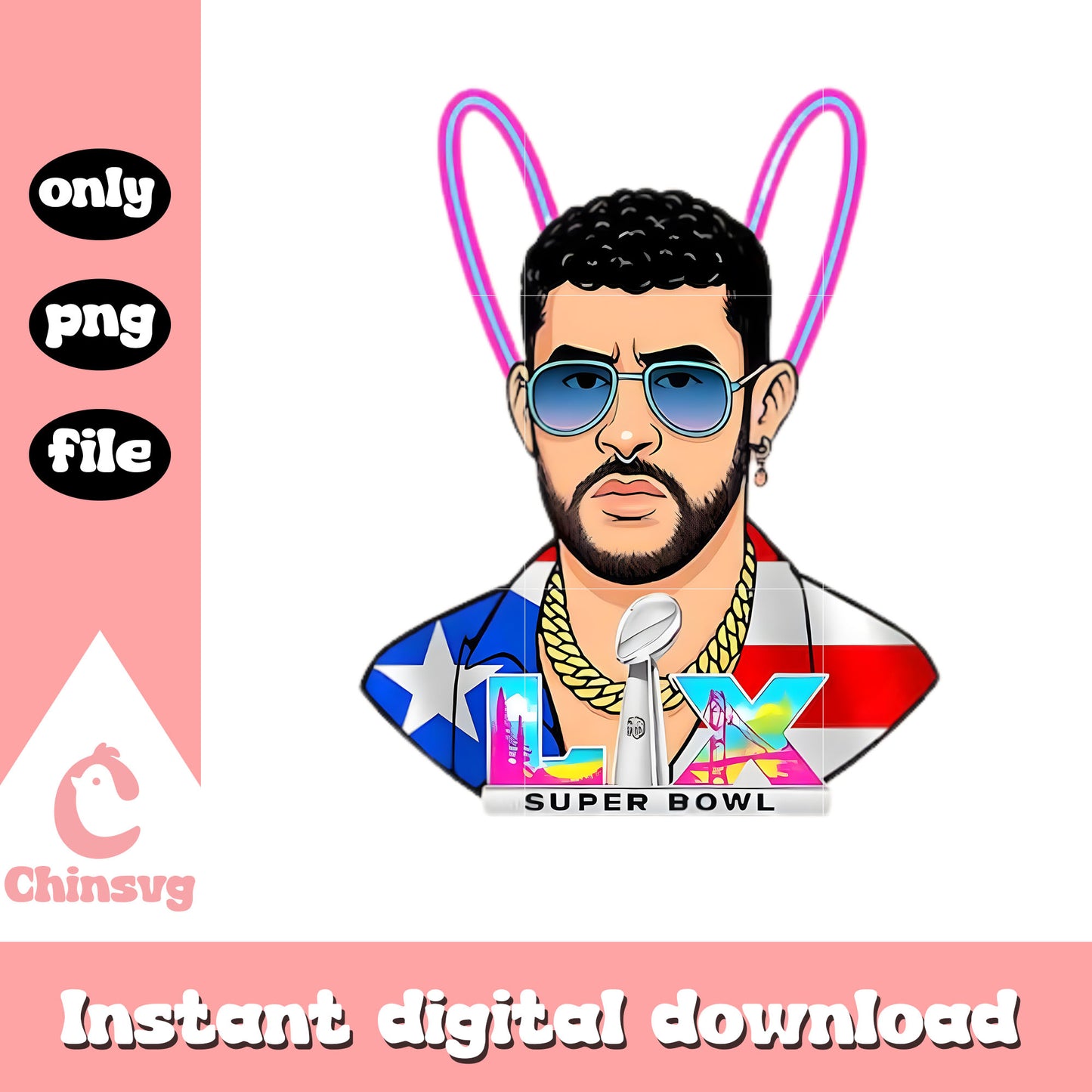 Super bowl bad bunny design png, super bowl lix png