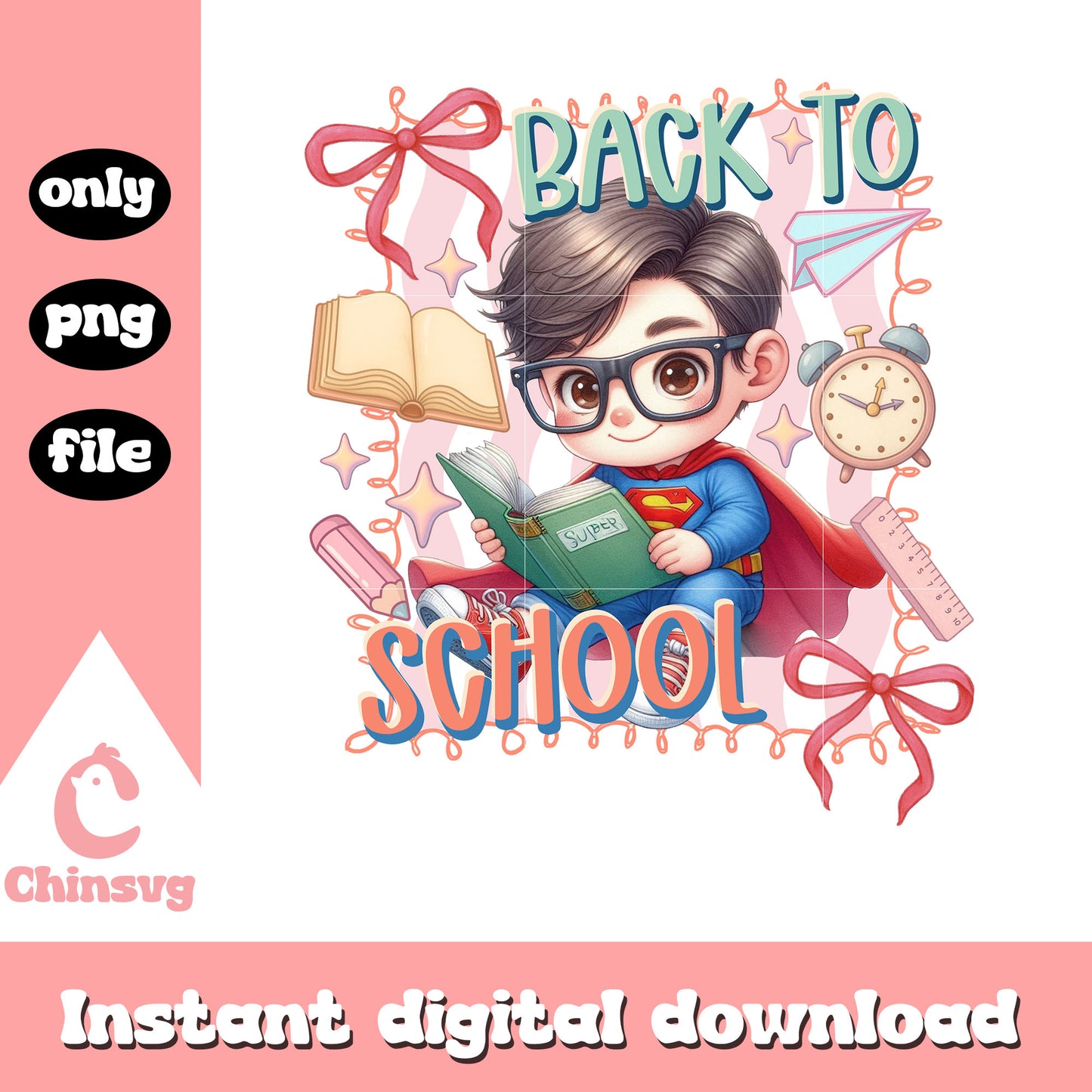Superman back to school coquette design png, superman hero png