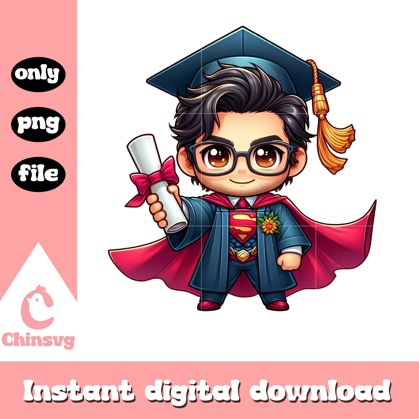 Super man graduation day design png, graduation design png