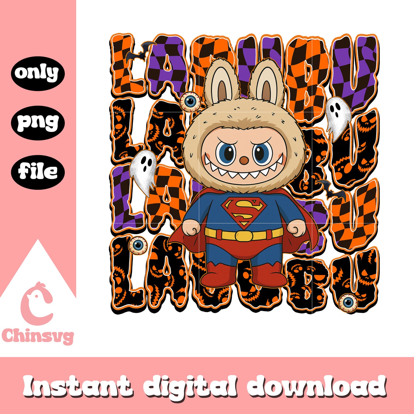 Superman labubu doll design png, superman character png