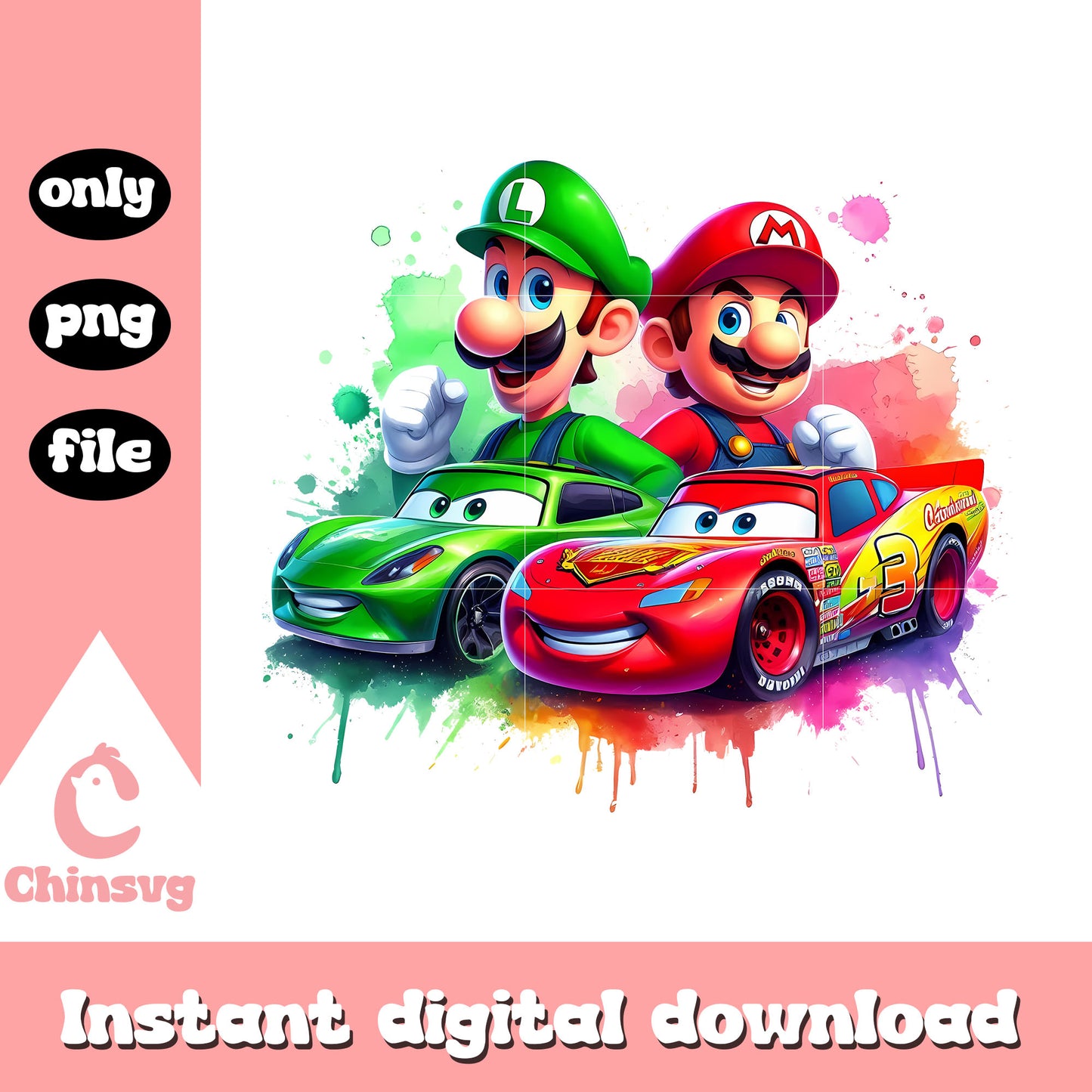 Super mario and disney cars characters png, cartoon characters png