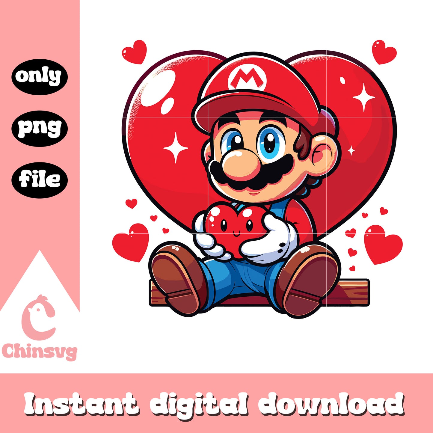 Super mario love valentine png, mario valentines png