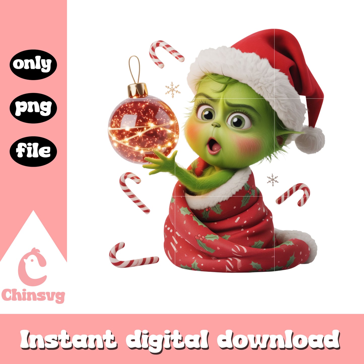 Suprised face grinch christmas ball png, merry xmas funny png
