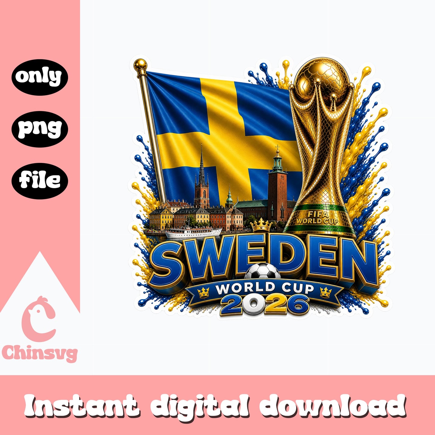 Sweden World Cup 2026 PNG, FIFA Soccer Sweden Flag, Football PNG