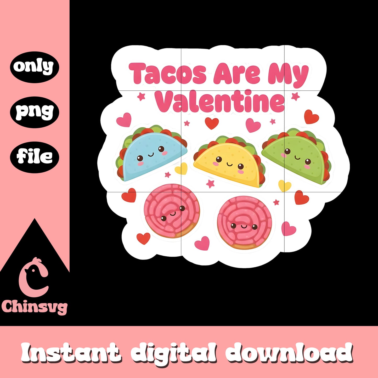 Tacos conchas love valentine png, valentines day love png