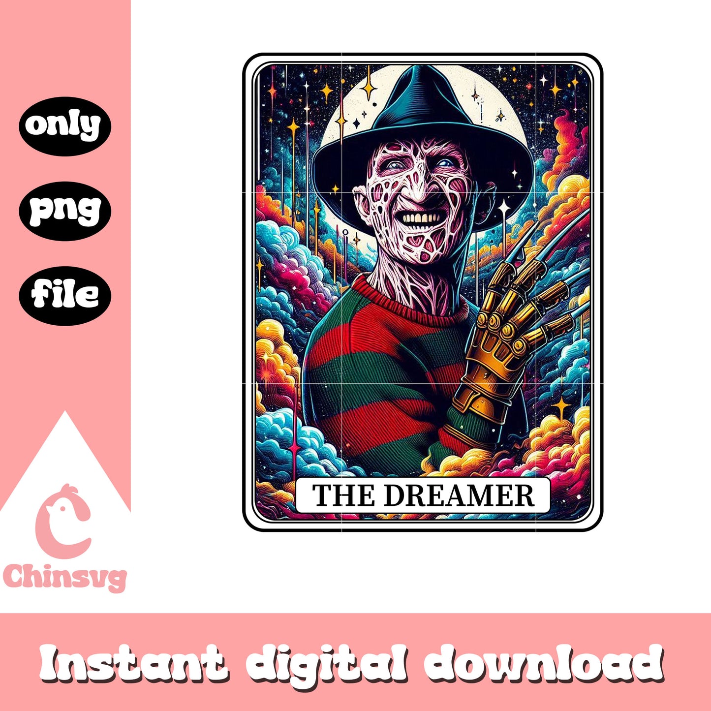 Tarot card freddy krueger the dreamer png, horror movie png