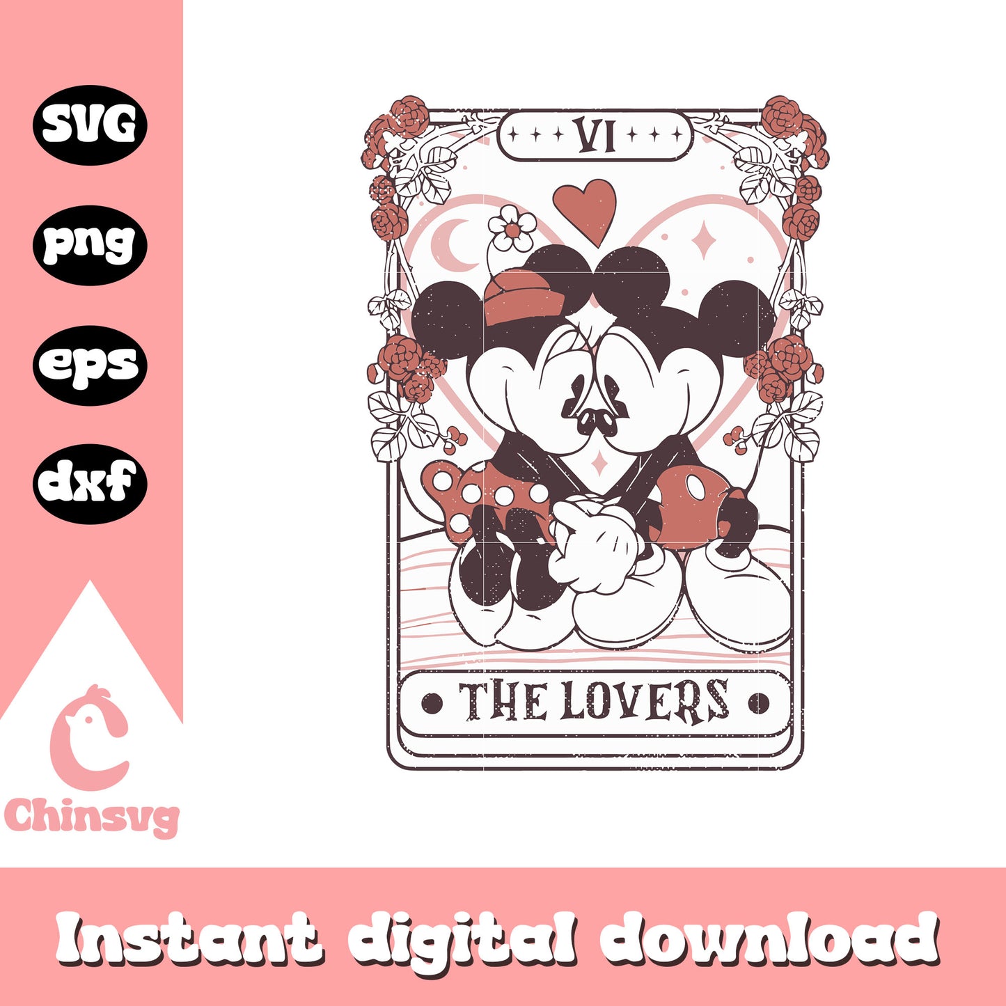 Tarot card mickey minnie the lover svg, Mickey and minnie svg