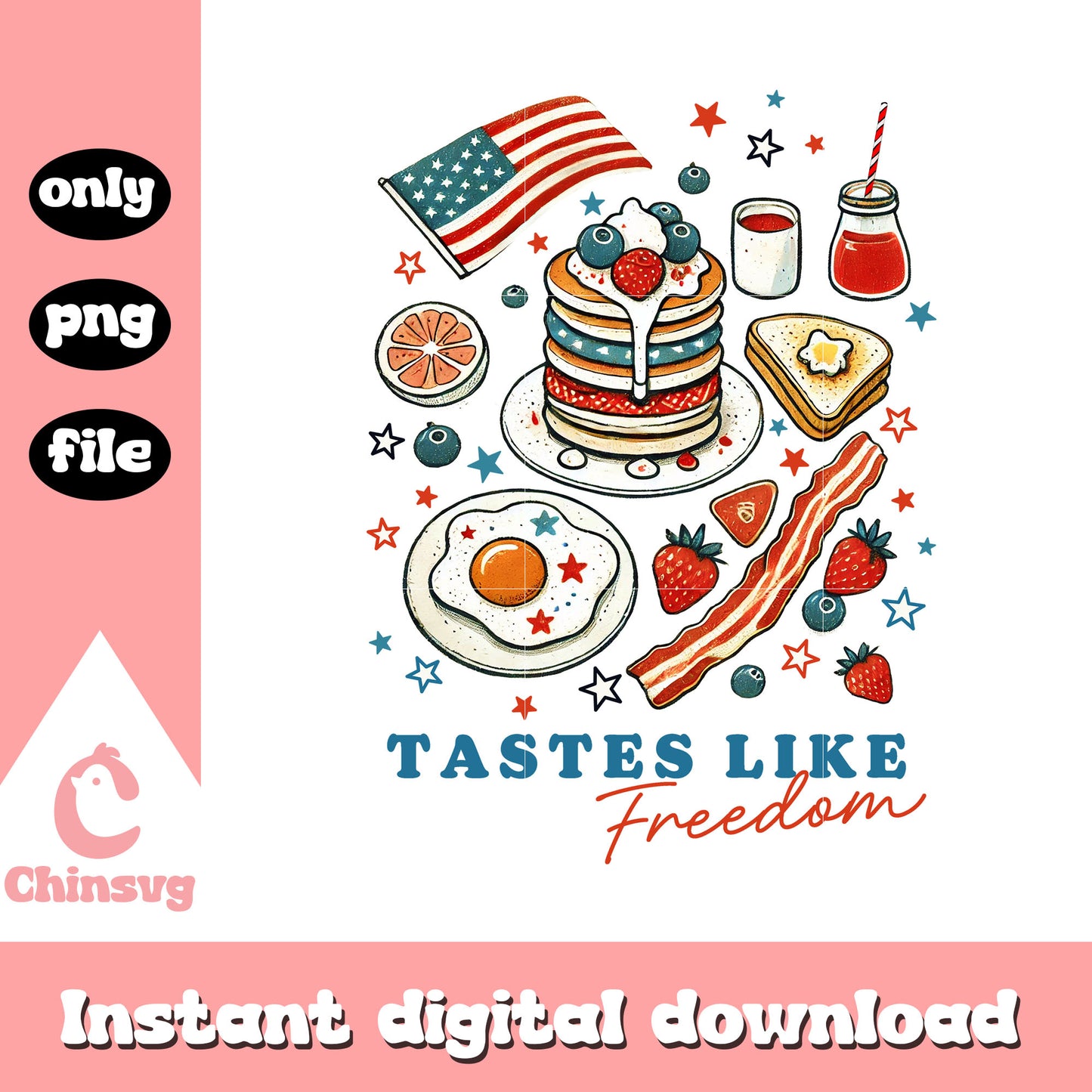 Tastes like freedom foods clipart design png, happy 4th of july png