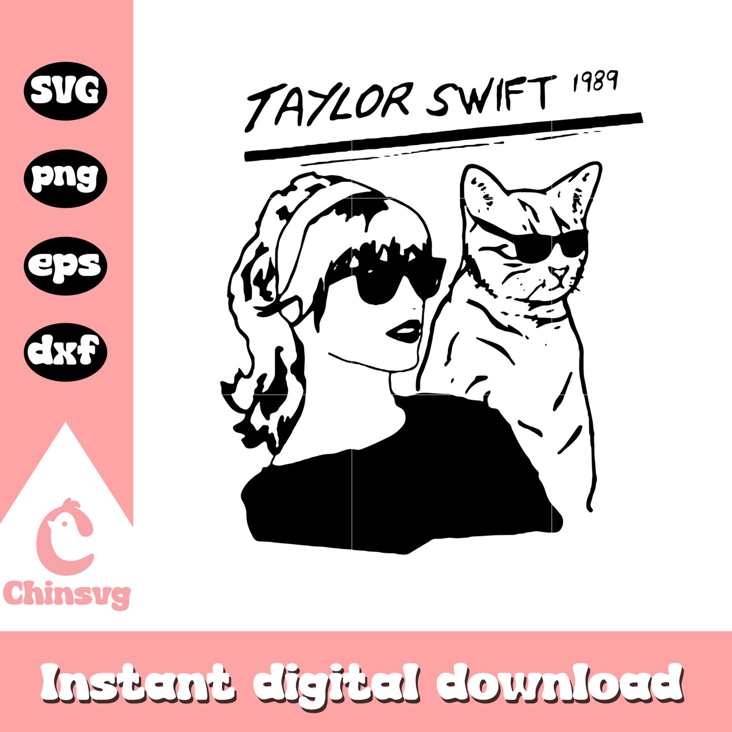 Taylor Swift album 1989 svg, Taylor Swift and cat svg, album svg