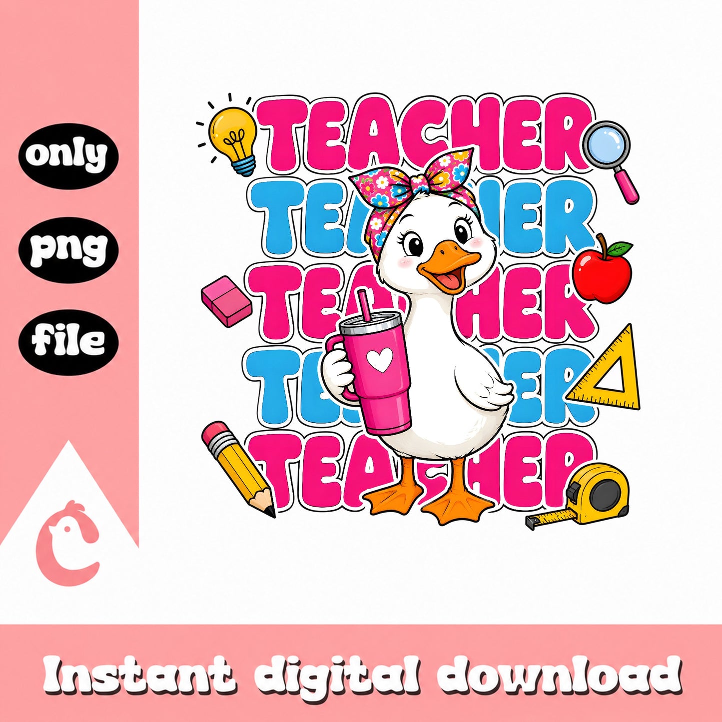 Teacher Duck PNG, Back To School Clipart, Teacher Appreciation PNG