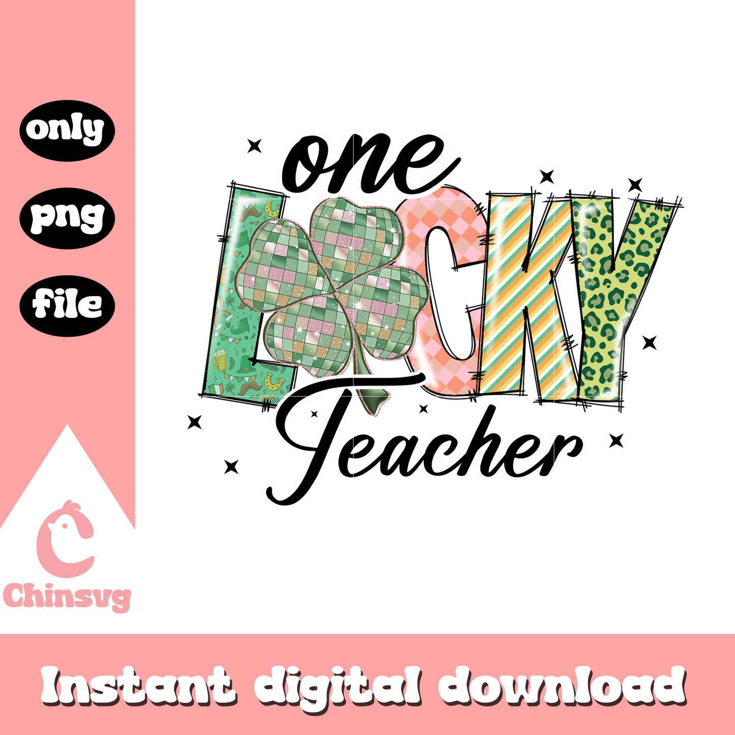 Teacher pattern st patrick’s png, st patrick day decor png