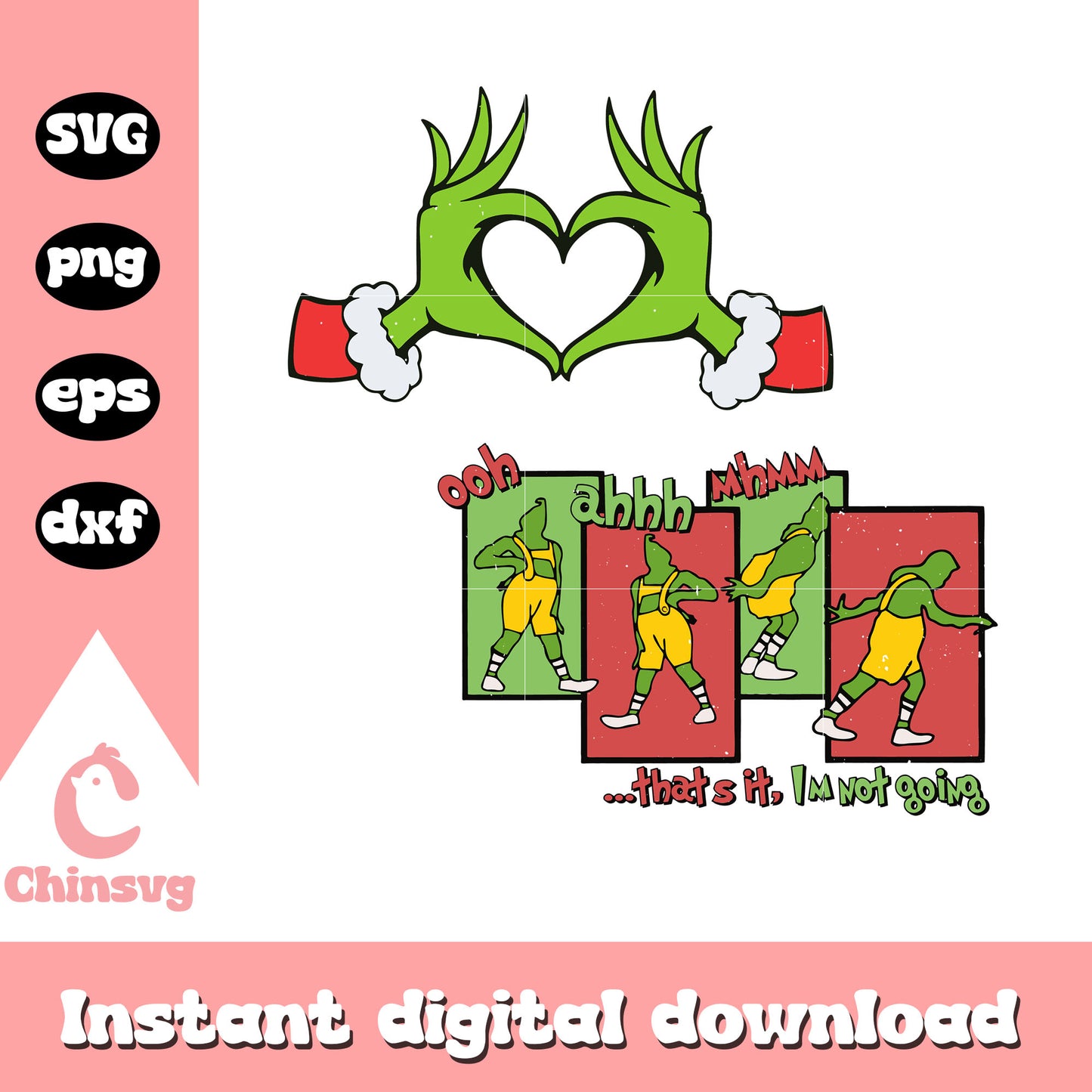 That's it i'm not going logo christmas svg, grinch heart hand svg