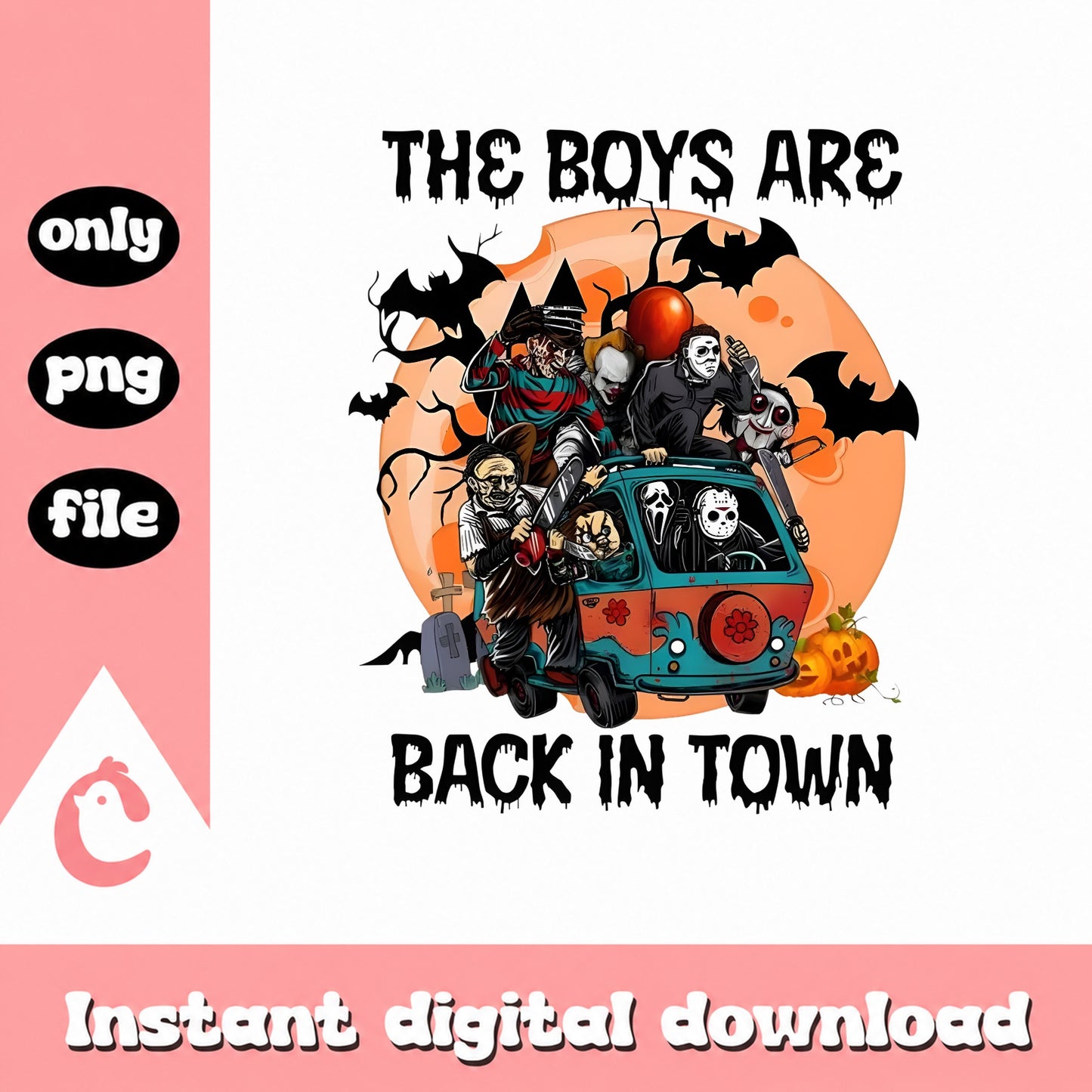 The Boys Are Back In Town Horror Characters, Halloween PNG, Spooky PNG
