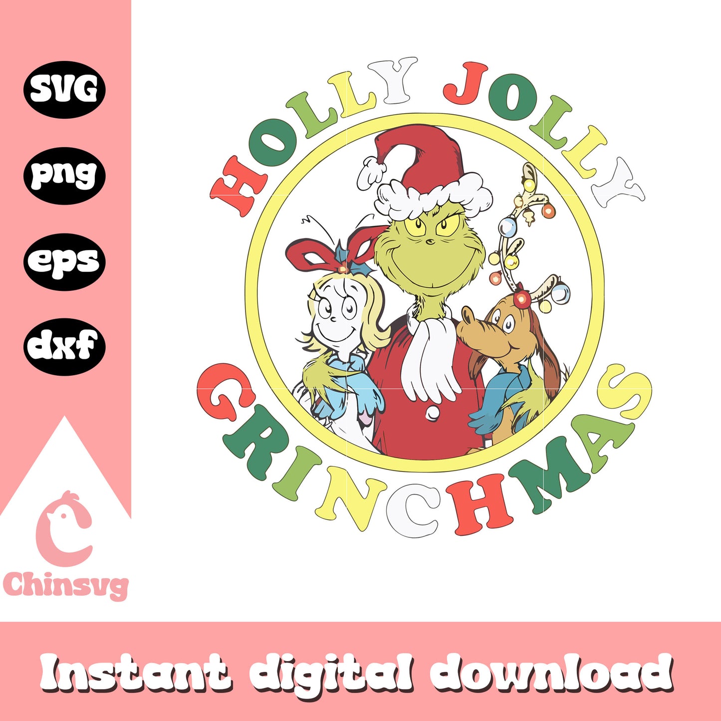 The grinch friends holly jolly grinchmas svg, grinch max and cindy lou svg