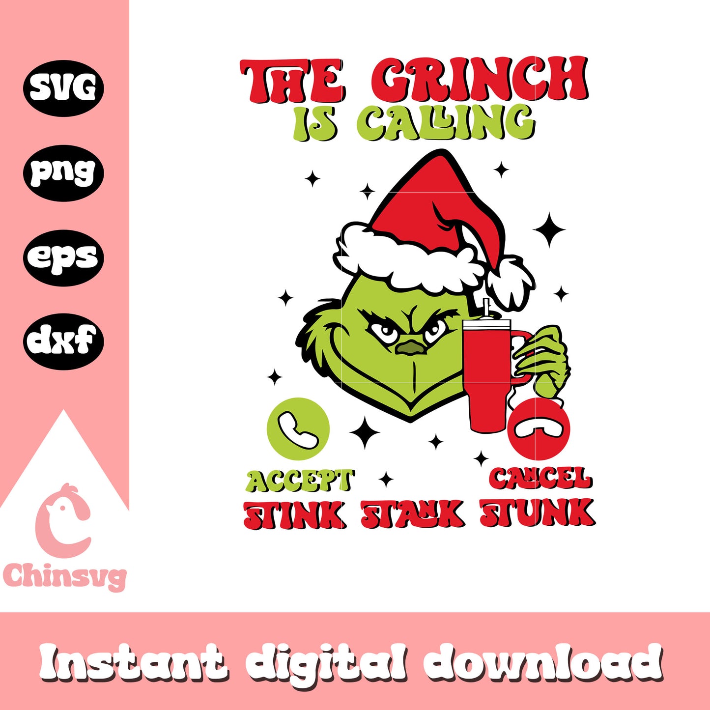The grinch is calling christmas svg, stink stank stunk svg