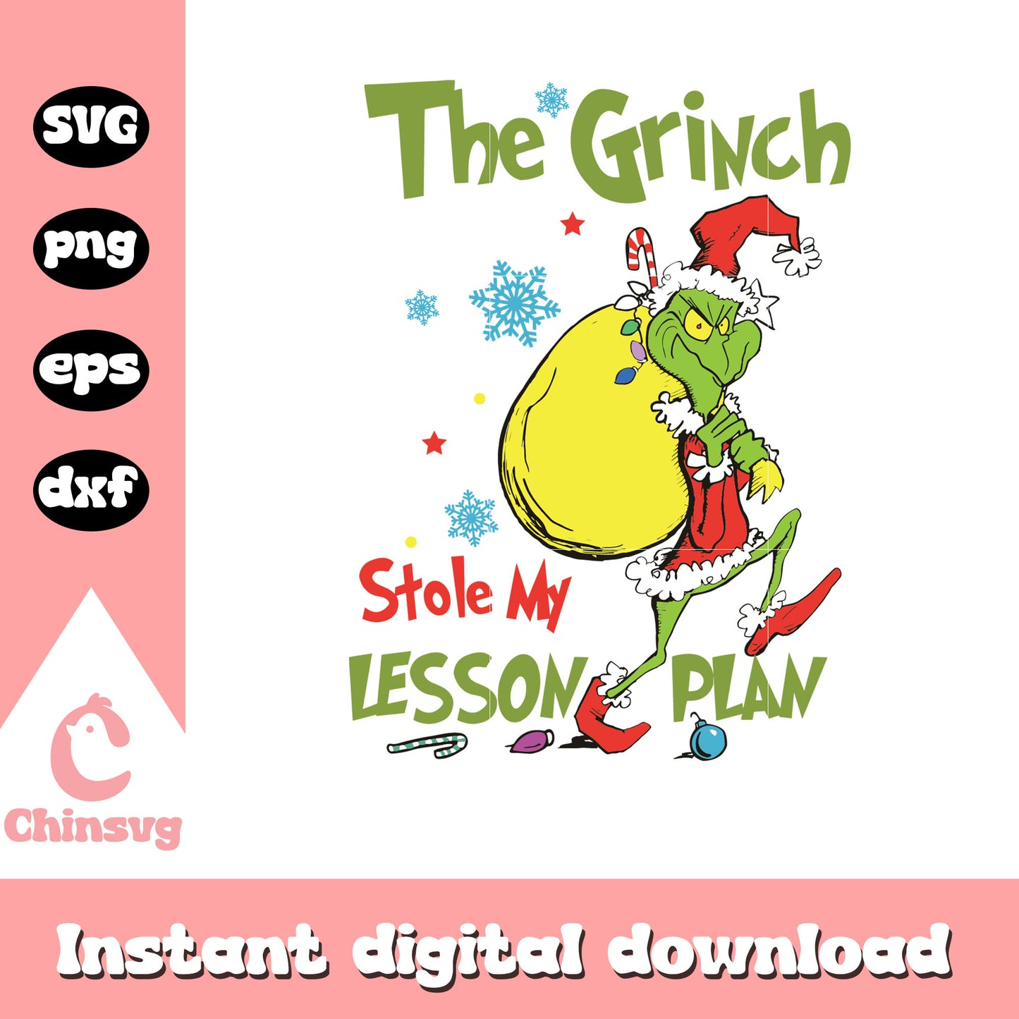 The grinch stole my lesson plans svg, grinch stole christmas svg