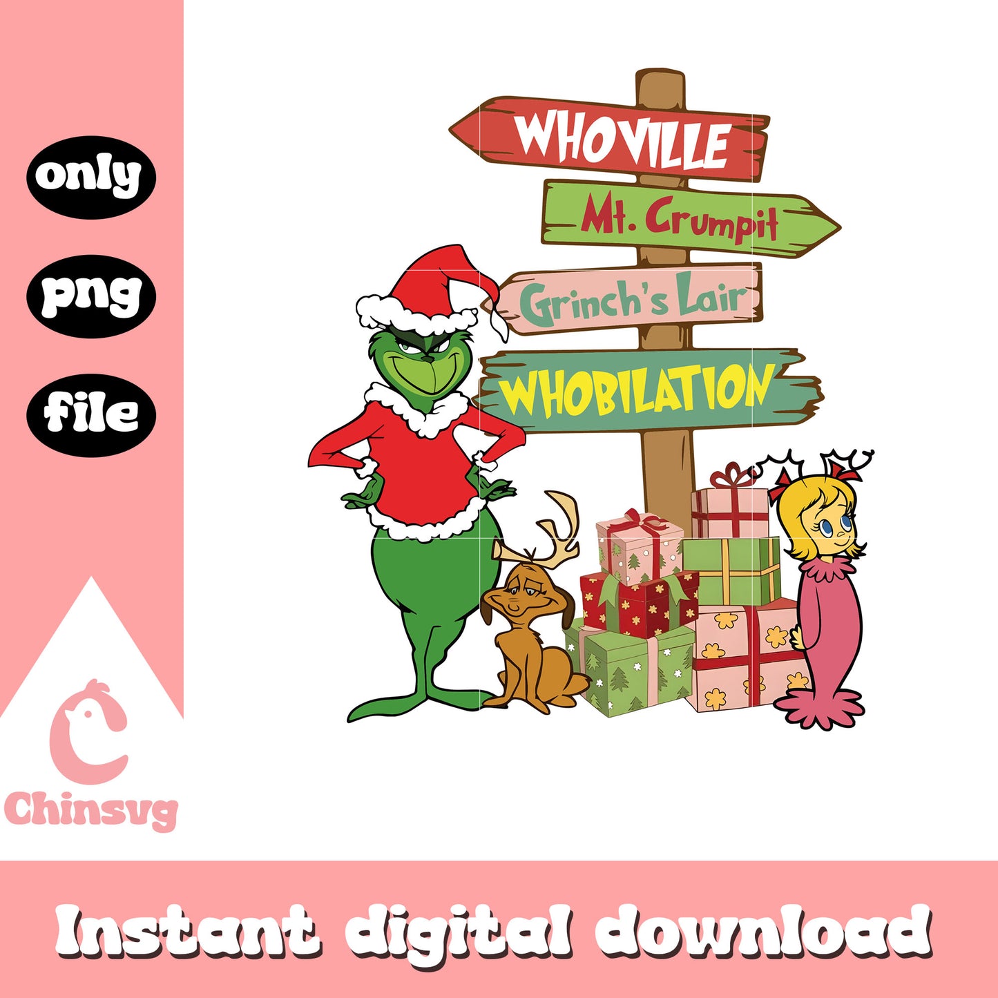 The grinch whoville mt crumpit christmas png, grinch road sign png