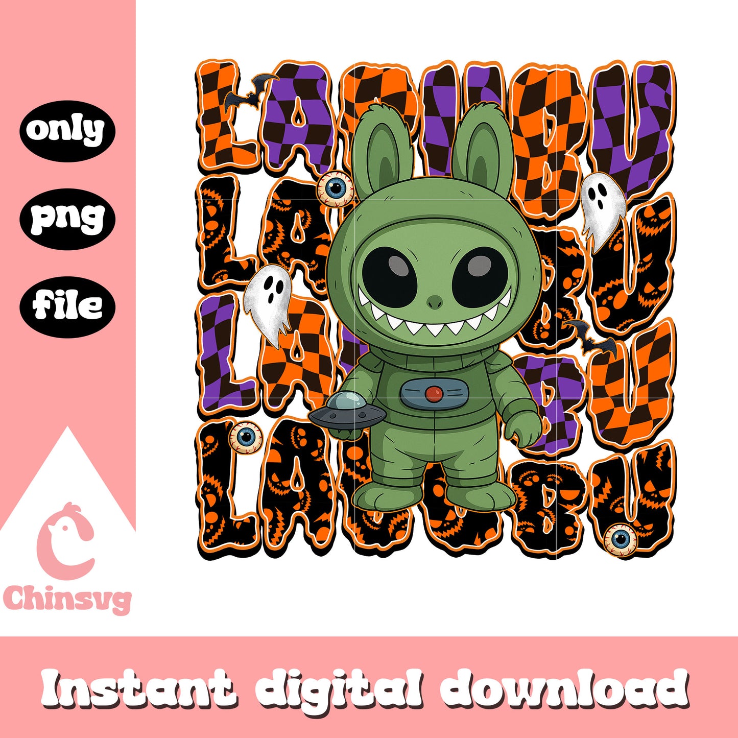 The alien labubu doll design png, halloween decorations png