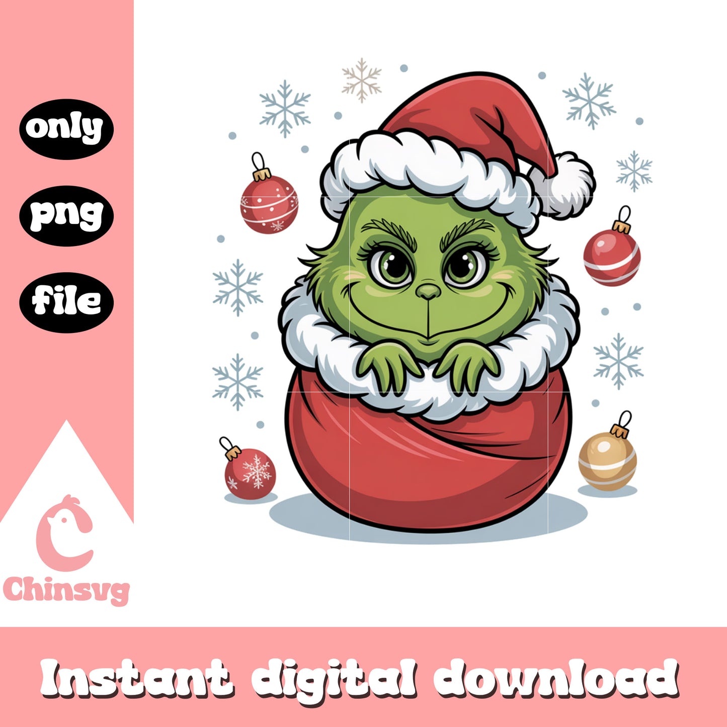 The baby grinch christmas balls snowflake png, xmas grinch png
