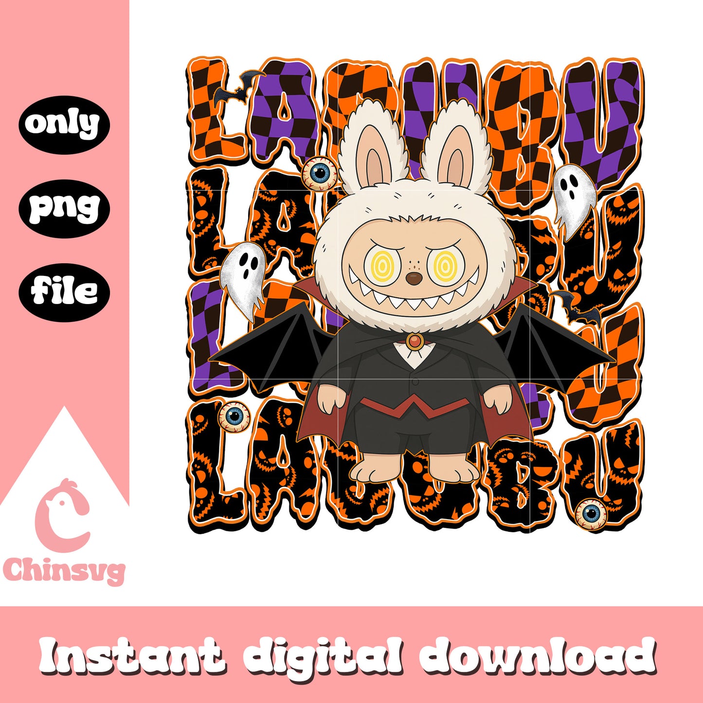 The bat labubu doll design png, halloween decorations png