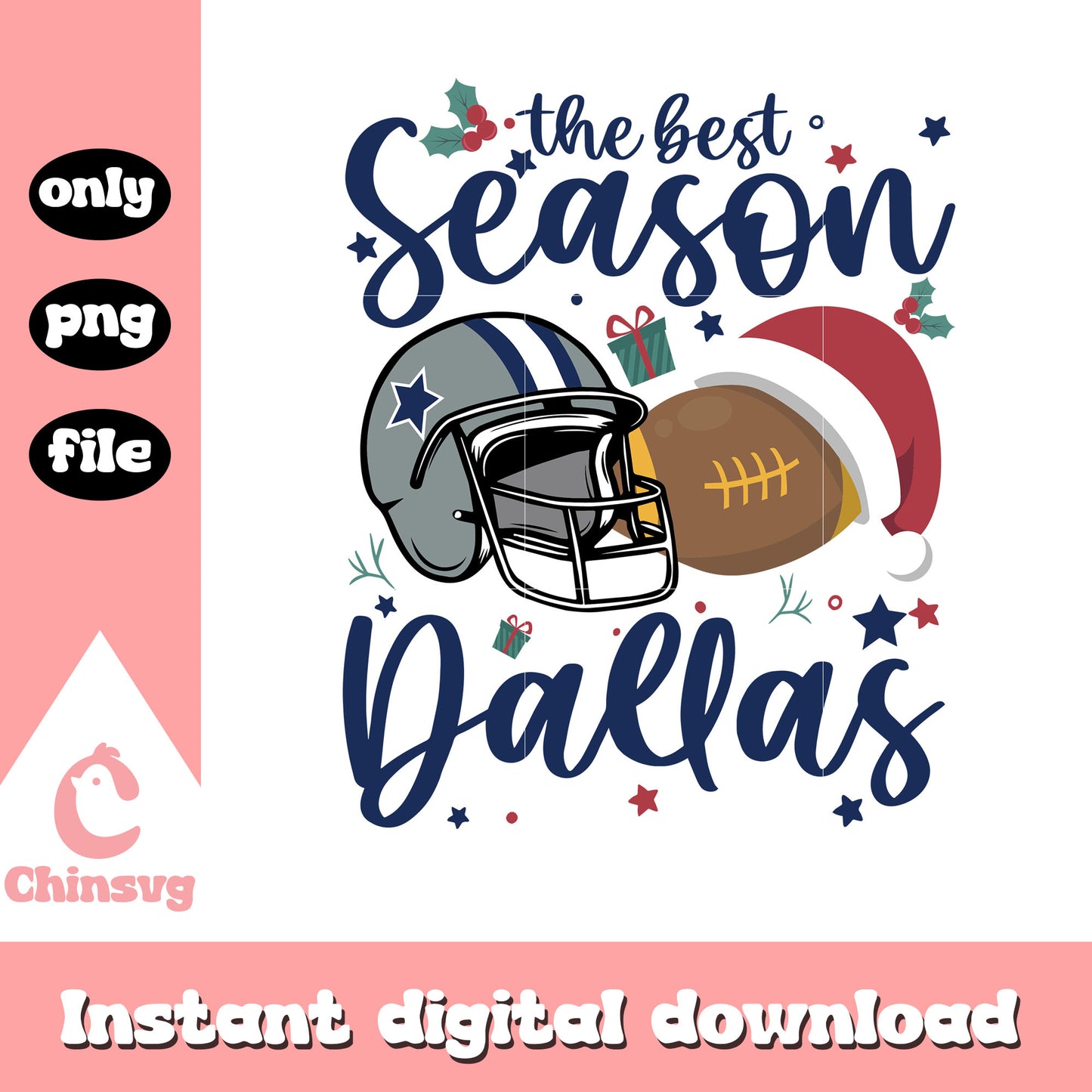 The best season Dallas rugby helmet and rugby ball svg, christmas svg